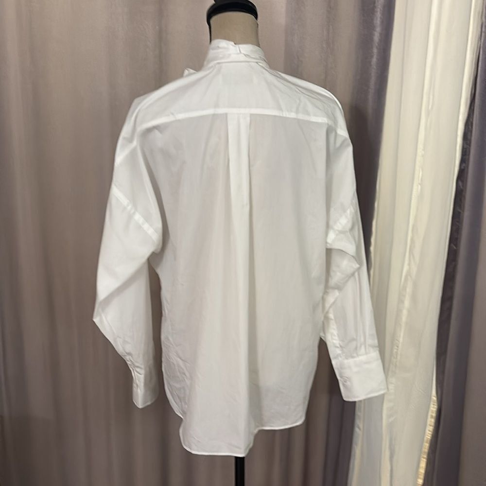 Valentino White Bow Tie Cotton Blouse - Picture 7 of 8